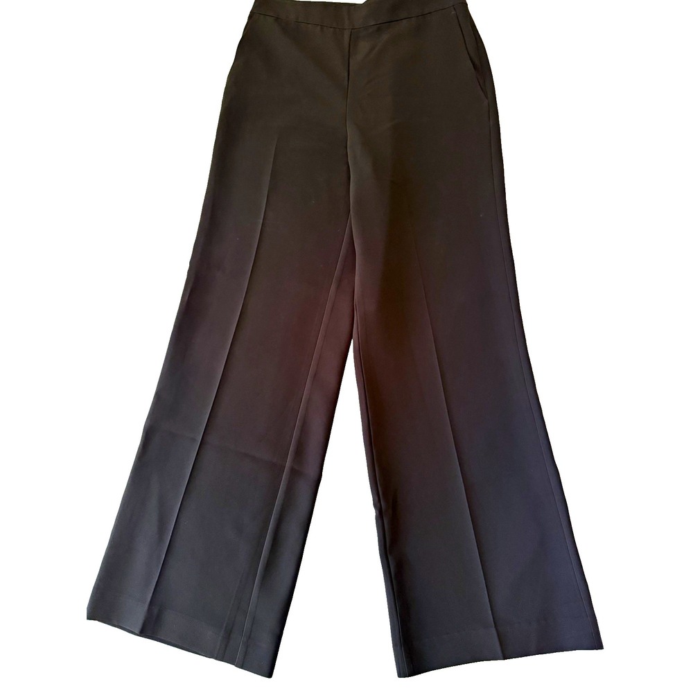 Ann Taylor Womens Black Wide-Leg Dress Pants Flat Front Pockets size 4
